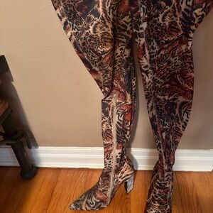 Animal Print Heeled Boots